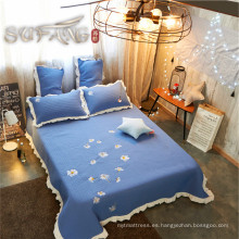 Oro Sufang mejor venta margarita azul logo living room bed cover set 300TC edredones juego de cama